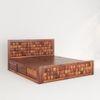 Keaton Solid Wood King Size Drawer And Box Storage Bed In Brown Finish