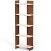 BLUEWUD Lagoon Engineering Wood Multipurpose Floor Corner Stand Bookshelf with Home Decor Display Shelves Wall Book Storage Rack Organizer Cabinet Living Room Bedroom Office Home (Brown Maple & Beige)