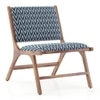 Maureen Lounge Chair in Teak Finish (Colour- Blue Chevron Ikat)