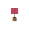 Eloise Pink Natural Fiber Shade Table Lamp with Natural Wooden Base