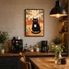 The Castle Decor Cute Black Cat Coffee Kitchen Wall Art 12x18 Inch