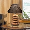 Devansh Blue Jute Table Lamp With Wood  Pebble Lamp  (10X10X15) Inches