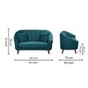 Nilo Velvet 2 Seater Sofa Teal in Blue Colour