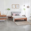 Toshi Solid Wood Queen Non Storage Bed in Grey Colour