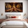 The Castle Decor Lord Buddha Meditation Wall Painting Wooden Framed 27x48 Inch (Style 22)