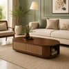 Tavia Oval Sheesham Wood and Cane Coffee Table in Walnut Finish