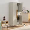 Hexa Red Wooden 2 Door Wardrobe with Drawer and Hanging Space in Frosty White Colour