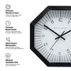 Elegant Black Octagonal Wooden Wall Clock with Sharp Minimal Indices