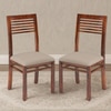 Zella Solid Wood Dining Chair Set Of 2 In Teak Finish With Wheat Brown Colour Fabric