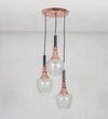 Hirst 3 Light Cascade Ceiling Pendant In Rose Gold And Black Finish Metal With Textured Clear Glass Shades
