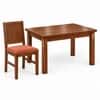 Globally Indian Trikona Solid Sheesham Wood 4 Seater Dining Table Set 4 Chairs Terracotta Orange