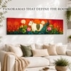 Modern Pichwai Kamdhenu Cow Canvas Wall Art 12 x 46 Inch