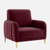 Monly Velvet 1 Seater Sofa Maroon Color