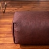 Cuboid Collection Brown Faux Leather Pouf Ottoman