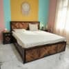 Group Solid Wood Bed with Storage in Natural & Walnut