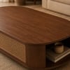 Tavia Oval Sheesham Wood and Cane Coffee Table in Walnut Finish