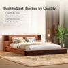 Mahe Solid Wood King Size Bed Without Storage (Tan Leatherette Finish)