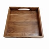 AJ Exports Premium Solid Acacia Wood Square Tray with Raised Security Edges Handcrafted