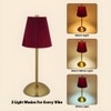 Rechargeable Touch Table Lamp Red Shade with 15 Hour Battery Backup