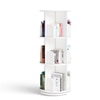 360° Rotating Bookshelf – 3 Tier Space Saving Book Organizer with Smooth Rotation, White Finish