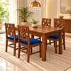 Globally Indian Taranga Solid Sheesham Wood 4 Seater Dining Table Set 4 Chairs Navy Blue