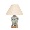 Devansh Conical Off White Cotton Shade Lamp With Wood & Mosaic Glass Base For Decoration/Office/Home/Gifting/Study For Decoration/Office/Home/Gifting/Study -(10X10X14.5) Inches -A