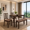 Monterey 4 Seater Dining Set with 1 Bench and 2 Chairs (Rubberwood, Dark Cappuccino Finish)