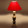 Devansh Red Cotton Table Lamp With  Wood Natural Base (10X18 Inches)-29