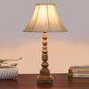 Devansh Off-White Cotton Vintage  Lamp With Wood Base (12X12X22.75)