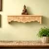 Multishade Colour Solid Wood Handcarved Parijat Floating Wall Shelf with distres finish by DisooFashions