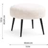 Doe Buck Luna Boucle Round Ottoman Stool in White Colour with Black Metal Legs
