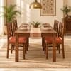 Globally Indian Vallari Solid Sheesham Wood 4 Seater Dining Table Set 4 Chairs Terracotta Orange