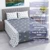 Grey And White Floral Cotton 400 Tcflat Super King Size Bedsheet With 2 Pillow Covers