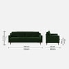 Reiti Velvet 3 Seater Sofa in Green Colour