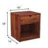 Cedar Solid Wood Bedside Table in Teak Finish