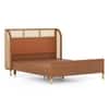 Fiji Wingback Cane and Solid Wood King Size Non-Storage Bed in Nappa Tan Leatherette