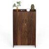 BLUEWUD Brooklyn Tall Engineered Wood 2 Doors with Lock Shoe Rack Cabinet Slipper Footwear Stand Organizer can Store Up to 24 Pairs for Home, DIY (Do it Yourself) (Brown Maple) (Size Upto UK 9)