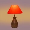 Devansh Orange Cotton Table Lamp With  Wood Natural Base -(10X12.5 Inches)-28