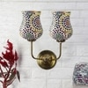 Devansh Metal Electric Wall Light in Gold Colour with Multicolor Shade Count of 2 Lights