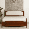 Camille Solid Wood Box Storage Queen Bed in Provincial Teak Finish with Grey Colour