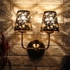 Devansh Metal Electric Wall Light in Gold Colour with Black Shade Count of 2 Lights