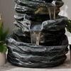 Dark Grey 5 Tier Rock Water Fountain Home and Garden