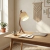Emphasis Wooden Table Lamp with Brown Base and Yellow Fabric Lampshade