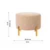 Doe Buck Premium Boucle Round Ottoman in Matte Beige Colour with Polished Gold Legs