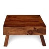 Bradford Sheesham Wood Contemporary Square Foldable Coffee Table In Natural Teak Finish