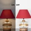 VARELLO Clear Glass Table Lamp with Gold Accent and Wood Base Maroon Shade