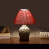 Devansh Conical Pink Jute Shade Lamp With Wood & Mosaic Glass Base For Decoration/Office/Home/Gifting/Study For Decoration/Office/Home/Gifting/Study -(10X10X14.5) Inches -A