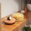 Ireka Homes Bubble Glass Canister with Airtight Wooden Lid – Food Storage (4.5 x 5 in)