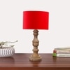 Devansh Red Cotton Table Lamp With  Wood Natural Base (7X17.5 Inches)-4