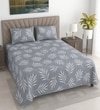 Zion Blue Floral 400 TC Cotton Flat Queen Size Bedsheet with 2 Pillow Covers – Threads